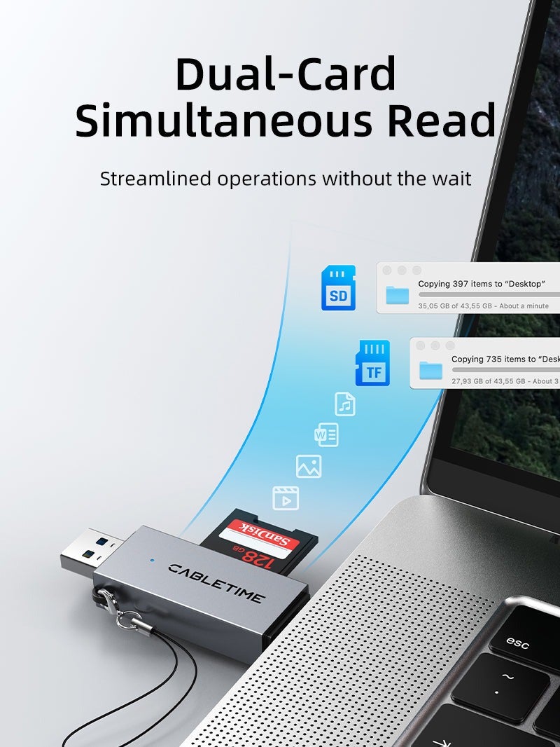 CABLETIME HIGH SPEED USB C AND USB 3.0 TO MICRO SD CARD READER FOR ANDROID IPAD MACBOOK PRO - Image 5